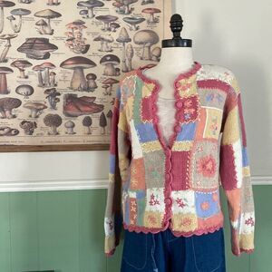 Vintage Multicolor Patchwork Cardigan